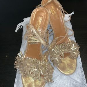 Aquazzura Gold Pom Pom Heels